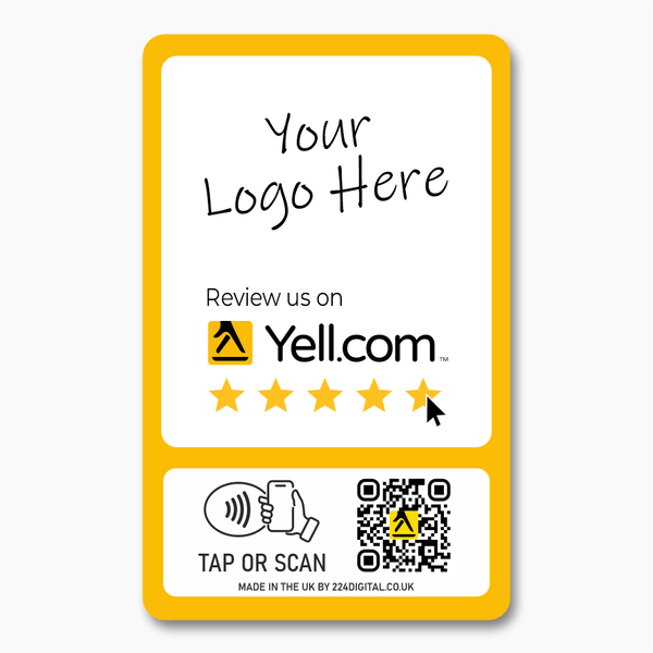 Custom Branded Yell Review Card - Tap and Scan - 224 DIGITAL