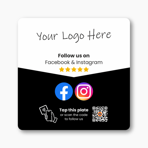 Facebook & Instagram Review & Follow Plate - Custom Logo - 224 DIGITAL