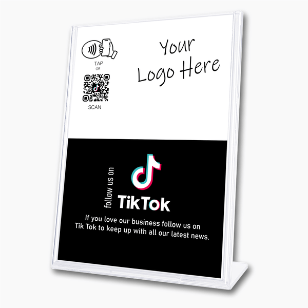 Follow us on Tik Tok Sign - Tap or Scan - 224 DIGITAL
