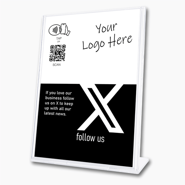 Follow us on X Sign - Tap or Scan - 224 DIGITAL