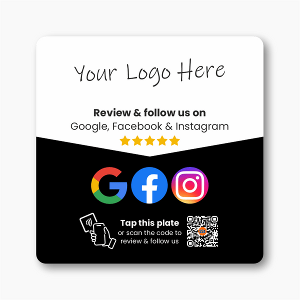 Google, Facebook & Instagram Review & Follow Plate - Custom Logo - 224 DIGITAL