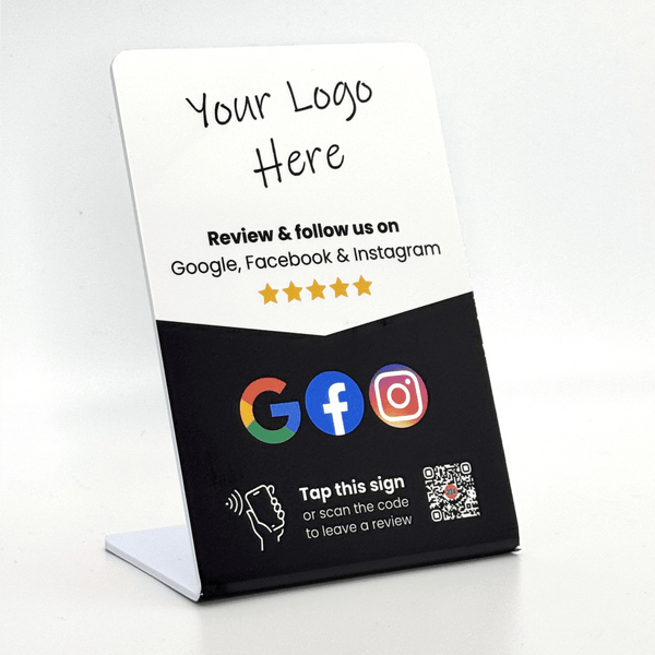 Google, Facebook & Instagram Tap to Review Cafe Stand - Custom Branded - 224 DIGITAL