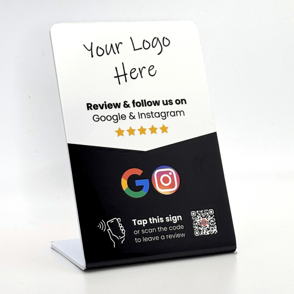 Google & Instagram Tap to Review Cafe Stand - Custom Branded - 224 DIGITAL