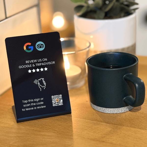 Google & Tripadvisor Tap to Review Cafe Stand - Modern Design - 224 DIGITAL