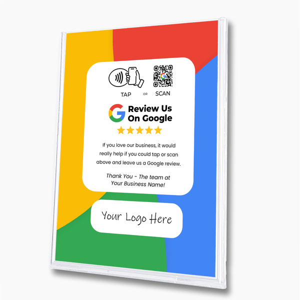 Wall Mounted Google Review Sign - Custom Logo - Tap or Scan - 224 DIGITAL